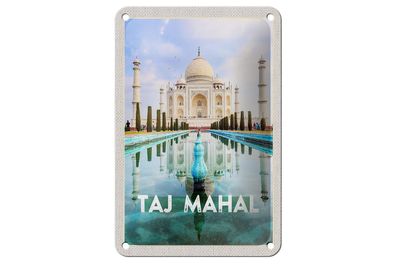 Blechschild Reise 12x18 cm Indien Vordergarten Taj Mahal Deko Schild
