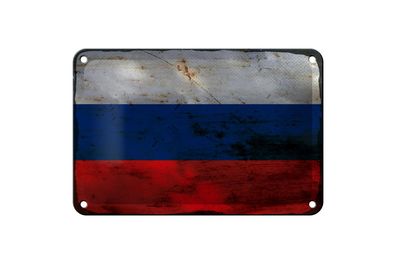 Blechschild Flagge Russland 18x12 cm Flag of Russia Rost Deko Schild