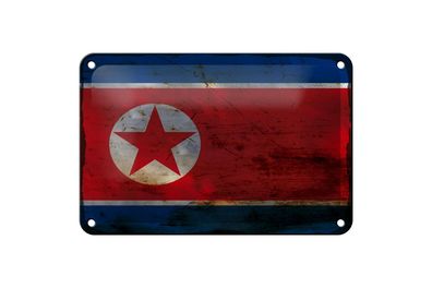 Blechschild Flagge Nordkorea 18x12 cm North Korea Rost Deko Schild
