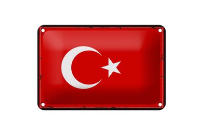 Blechschild Flagge Türkei 18x12 cm Retro Flag of Turkey Deko Schild