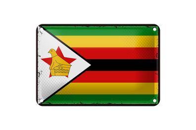 Blechschild Flagge Simbabwes 18x12cm Retro Flag of Zimbabwe Deko Schild