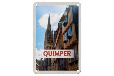 Blechschild Reise 12x18 cm Quimper France Kathedrale Geschenk Schild
