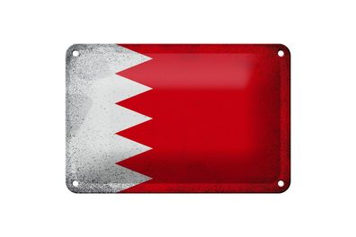 Blechschild Flagge Bahrain 18x12 cm Flag of Bahrain Vintage Deko Schild