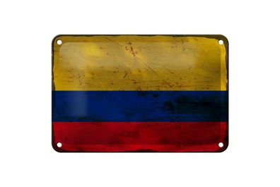 Blechschild Flagge Kolumbien 18x12 cm Flag Colombia Rost Deko Schild