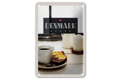 Blechschild Reise 12x18 cm Dänemark Kaffee Marmorkuchen Wohnung Schild