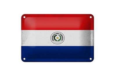 Blechschild Flagge Paraguay 18x12 cm Flag Paraguay Vintage Deko Schild