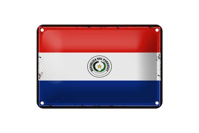 Blechschild Flagge Paraguays 18x12cm Retro Flag of Paraguay Deko Schild