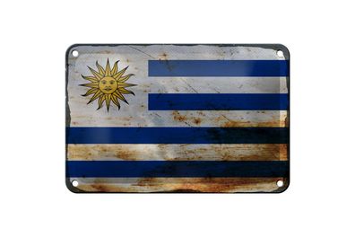 Blechschild Flagge Uruguay 18x12 cm Flag of Uruguay Rost Deko Schild