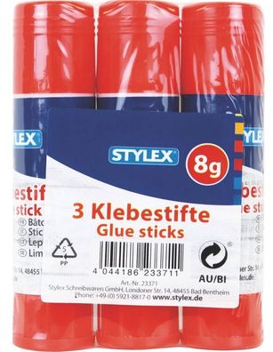 Stylex 23371 Klebestifte, Paste, 8 g, 3er Packung