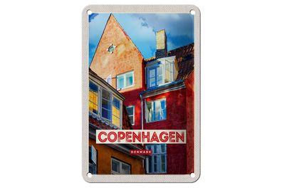 Blechschild Reise 12x18 cm Copenhagen Denmark altes Haus Deko Schild