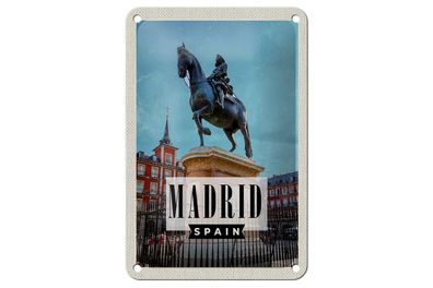 Blechschild Reise 12x18 cm Madrid Spanien Panorama Deko Schild