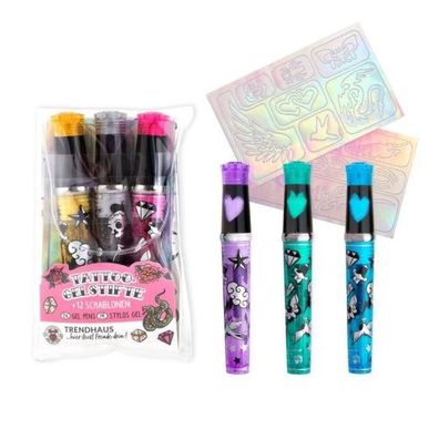 Trendhaus Tattoo Studio Gelstifte Glitzer 3er Set 2fach sortiert