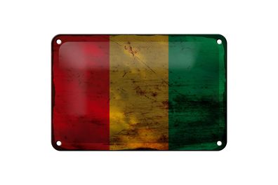 Blechschild Flagge Guinea 18x12 cm Flag of Guinea Rost Deko Schild