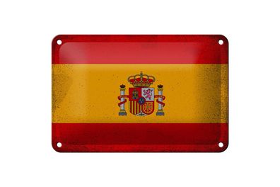 Blechschild Flagge Spanien 18x12 cm Flag of Spain Vintage Deko Schild