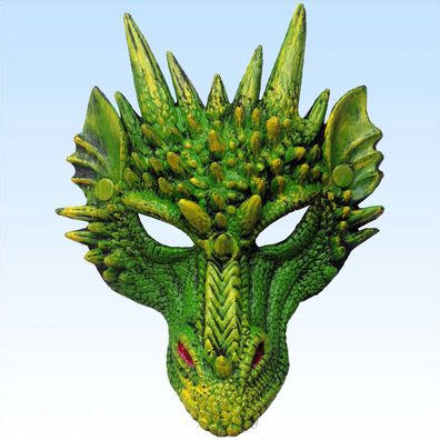 Maske Drache grün Halbmaske Drachenmaske