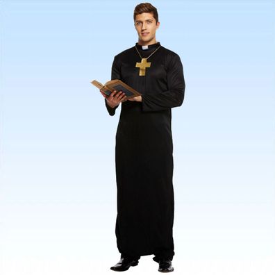 Kostüm Pastor Pater mit Kreuz Faschingskostüm Geistlicher