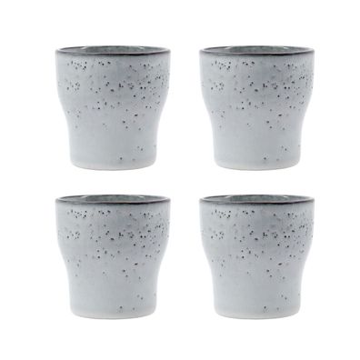 House Doctor - Tee & Kaffeebecher aus Steinzeug | 4x Doppelwandige Tasse ohne Henkel