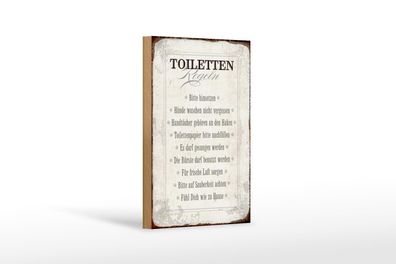 Holzschild Spruch 12x18 cm Toiletten Regeln Haus Geschenk Deko Schild