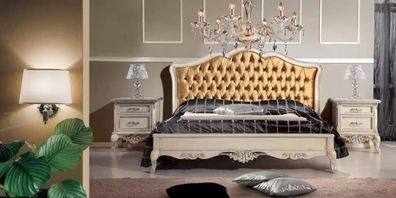 Bett 2x Nachttisch 3tlg. Schlafzimmer Set Designer Luxus Betten Komplett