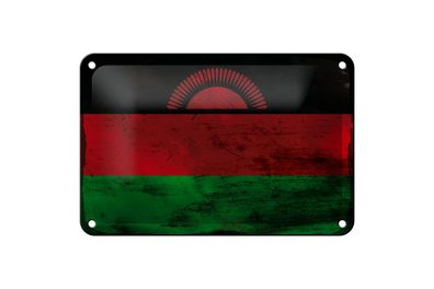 Blechschild Flagge Malawi 18x12 cm Flag of Malawi Rost Deko Schild