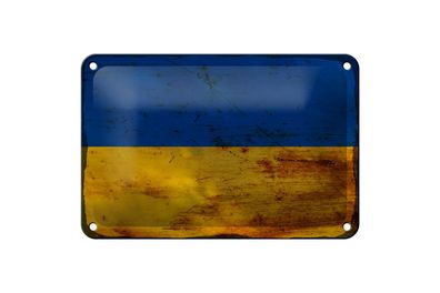 Blechschild Flagge Ukraine 18x12 cm Flag of Ukraine Rost Deko Schild