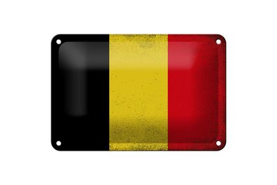 Blechschild Flagge Belgien 18x12 cm Flag of Belgium Vintage Deko Schild