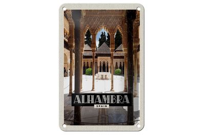 Blechschild Reise 12x18 cm Alhambra Spain Tourismus Urlaub Deko Schild