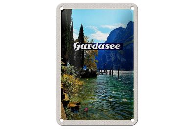 Blechschild Reise 12x18 cm Gardasee Italien Natur Sonne Deko Schild