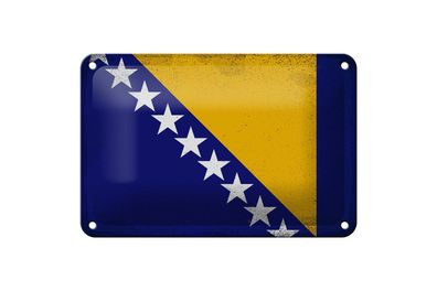 Blechschild Flagge Bosnien und Herzegowina 18x12 cm Vintage Deko Schild