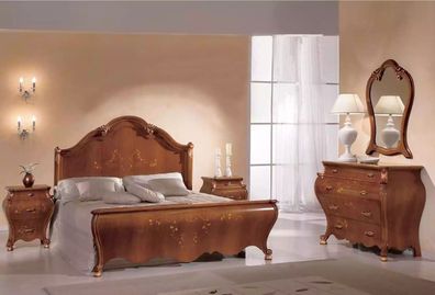 Braunes Schlafzimmer Set Luxus Möbel Betten Nachttische Spiegel Kommode
