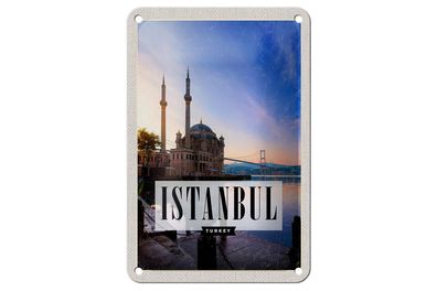 Blechschild Reise 12x18 cm Istanbul Turkey Moschee Meer Geschenk Schild