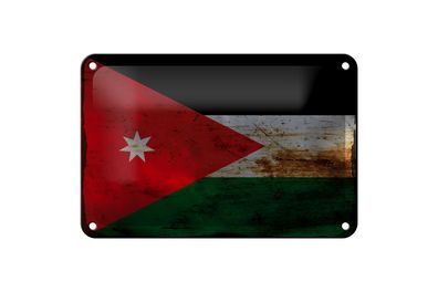 Blechschild Flagge Jordanien 18x12 cm Flag of Jordan Rost Deko Schild
