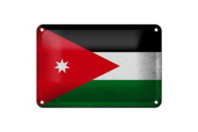 Blechschild Flagge Jordanien 18x12cm Flag of Jordan Vintage Deko Schild