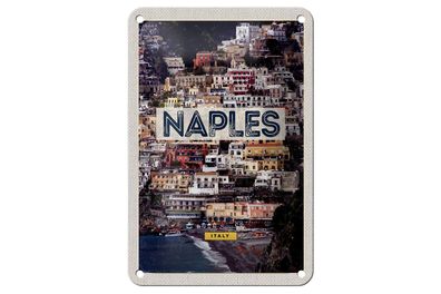 Blechschild Reise 12x18cm Naples Italy Neapel guide of city Meer Schild