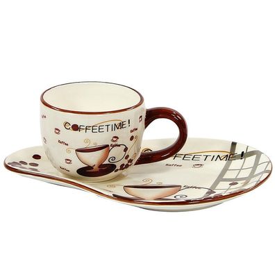 Dolomite Kaffeetassen-set - Tasse "Coffeetime" Asymmetrische Untertasse