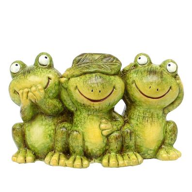 Lustige Keramik Froschgruppe "NIX SAGEN, NIX SEHEN, NIX HÖREN" - Figuren Frosch