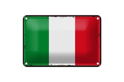 Blechschild Flagge Italiens 18x12 cm Retro Flag of Italy Deko Schild
