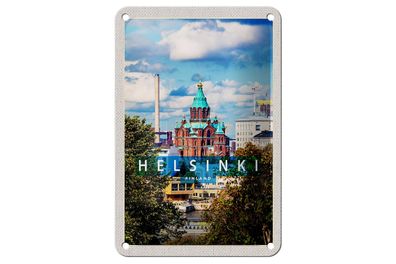 Blechschild Reise 12x18 cm Helsinki Finnland Architektur Kirche Schild