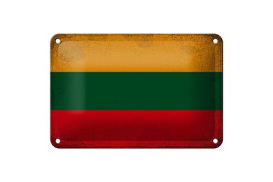 Blechschild Flagge Litauen 18x12 cm Flag Lithuania Vintage Deko Schild