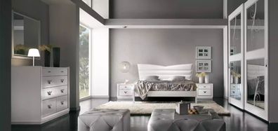 Luxus Schlafzimmer Möbel Bett 2x Nachttische Set Kommode Möbel 6tlg. Neu
