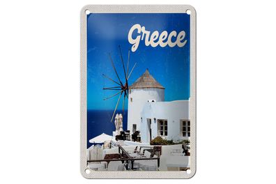 Blechschild Reise 12x18 cm Greece Griechenland weiße Häuser Schild