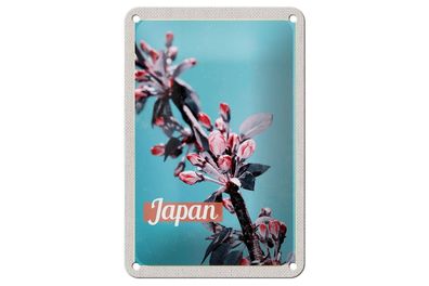 Blechschild Reise 12x18 cm Japan Asien Blumen Baum Knospe Urlaub Schild