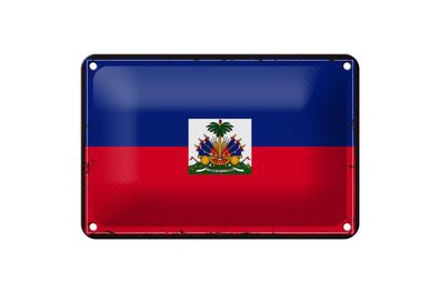 Blechschild Flagge Haitis 18x12 cm Retro Flag of Haiti Deko Schild
