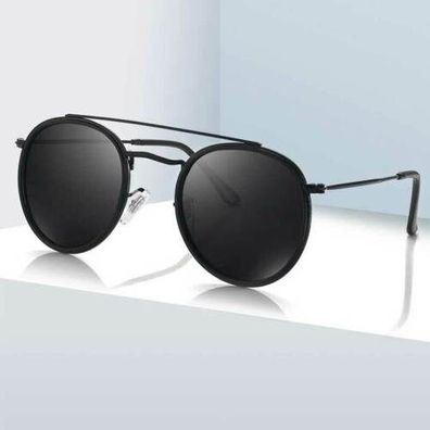 LANON HD Runde Damen Polarisierte Sonnenbrille Doppelbalken 100%UV-blockierend