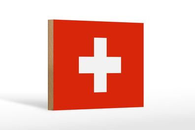 Holzschild Flagge Schweiz 18x12 cm Flag of Switzerland Deko Schild