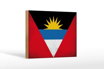 Holzschild Flagge Antigua und Barbuda 18x12cm Flag Vintage Deko Schild