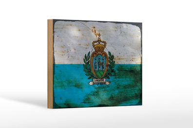Holzschild Flagge San Marino 18x12 cm San Marino Rost Deko Schild