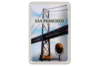 Blechschild Reise 12x18 cm San Francisco Alcatraz Brücke Meer Schild