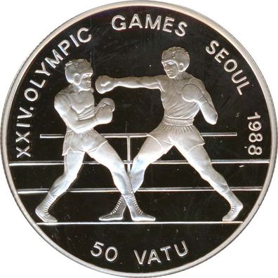 Vanuatu 50 Vatu 1988 PP Olympiade 1988 in Seoul - Boxen Silber*