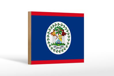 Holzschild Flagge Belizes 18x12 cm Flag of Belize Deko Schild